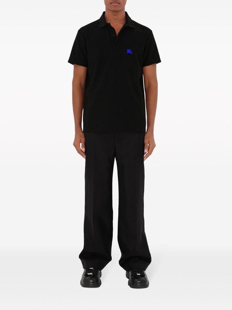 Black Equestrian Knight Design Cotton Polo Shirt