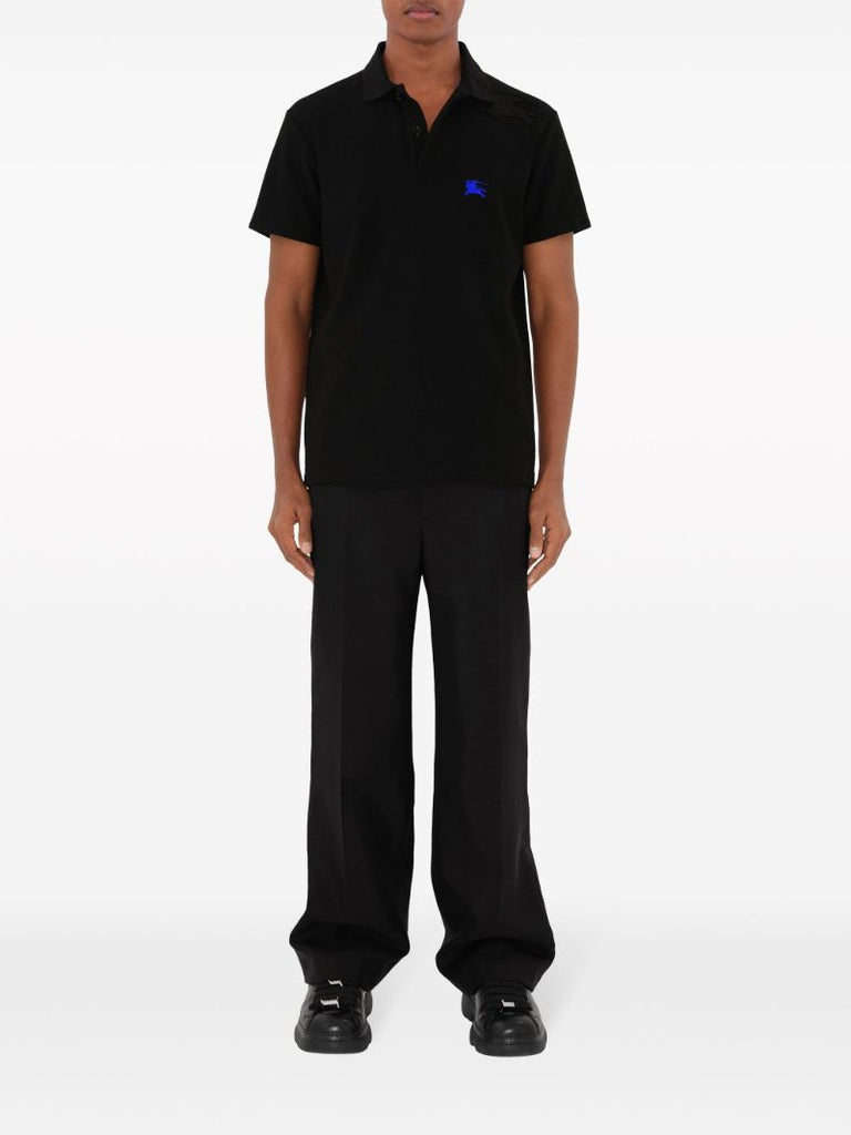 Black Equestrian Knight Design Cotton Polo Shirt