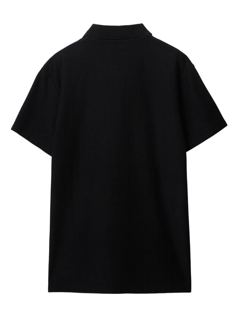 Black Equestrian Knight Design Cotton Polo Shirt
