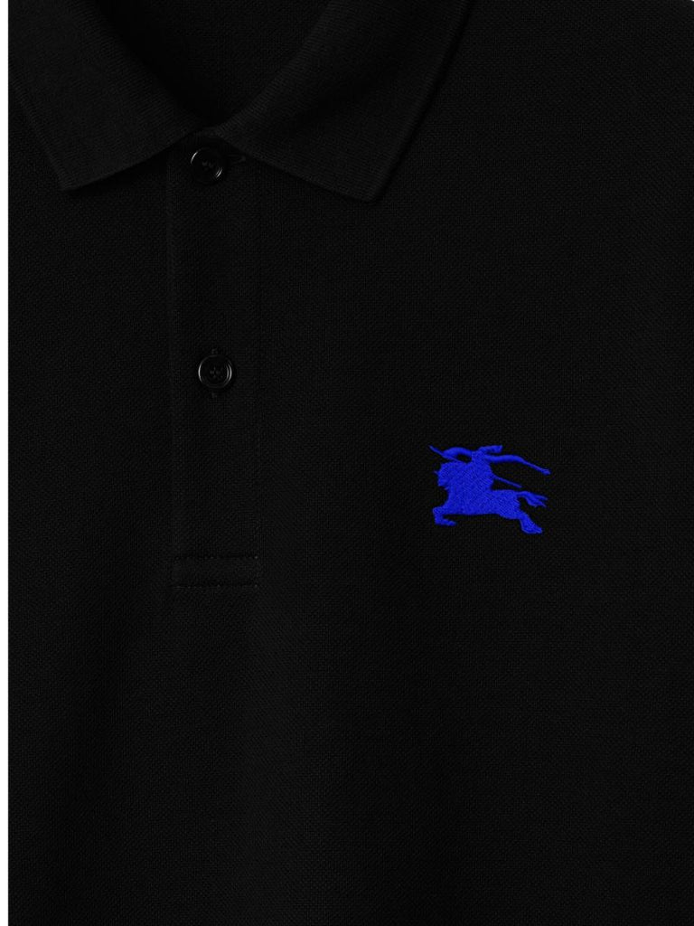 Black Equestrian Knight Design Cotton Polo Shirt