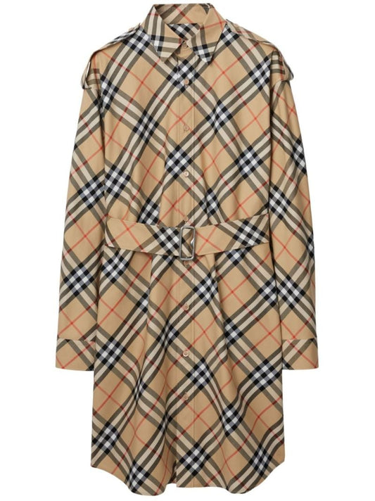 Brown Nova Check Cotton Shirt Dress