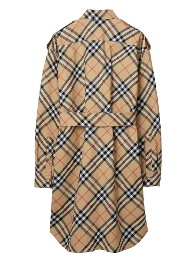 Brown Nova Check Cotton Shirt Dress