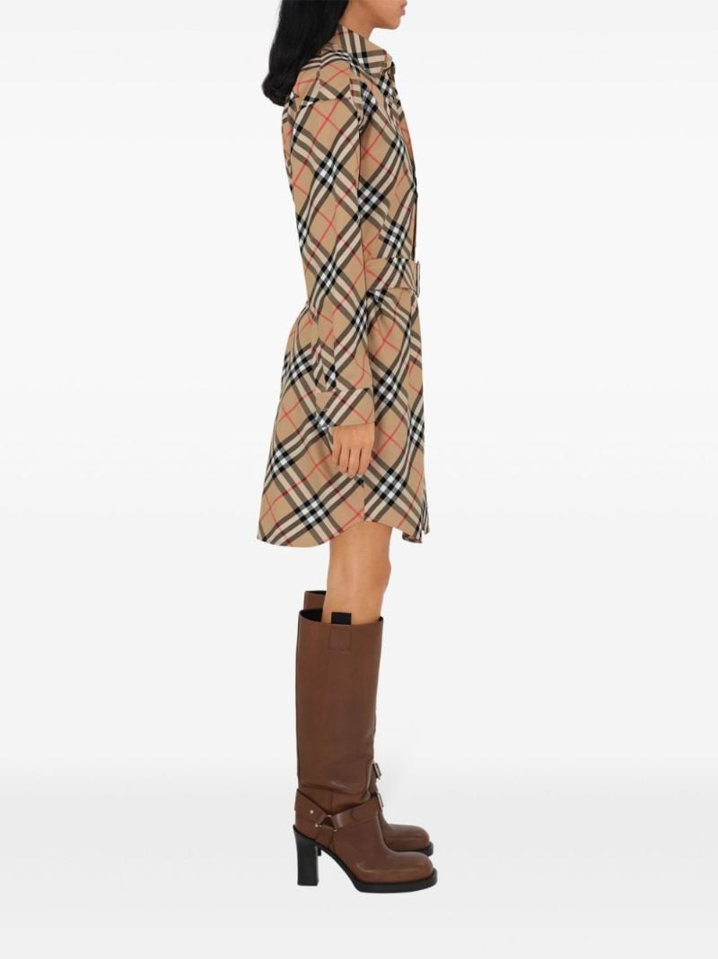 Brown Nova Check Cotton Shirt Dress