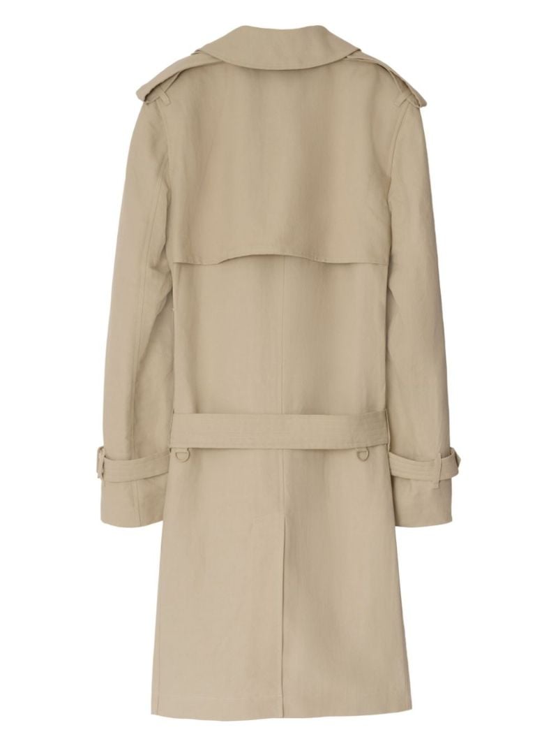 Neutral Double-breasted Tricotine Trench Coat