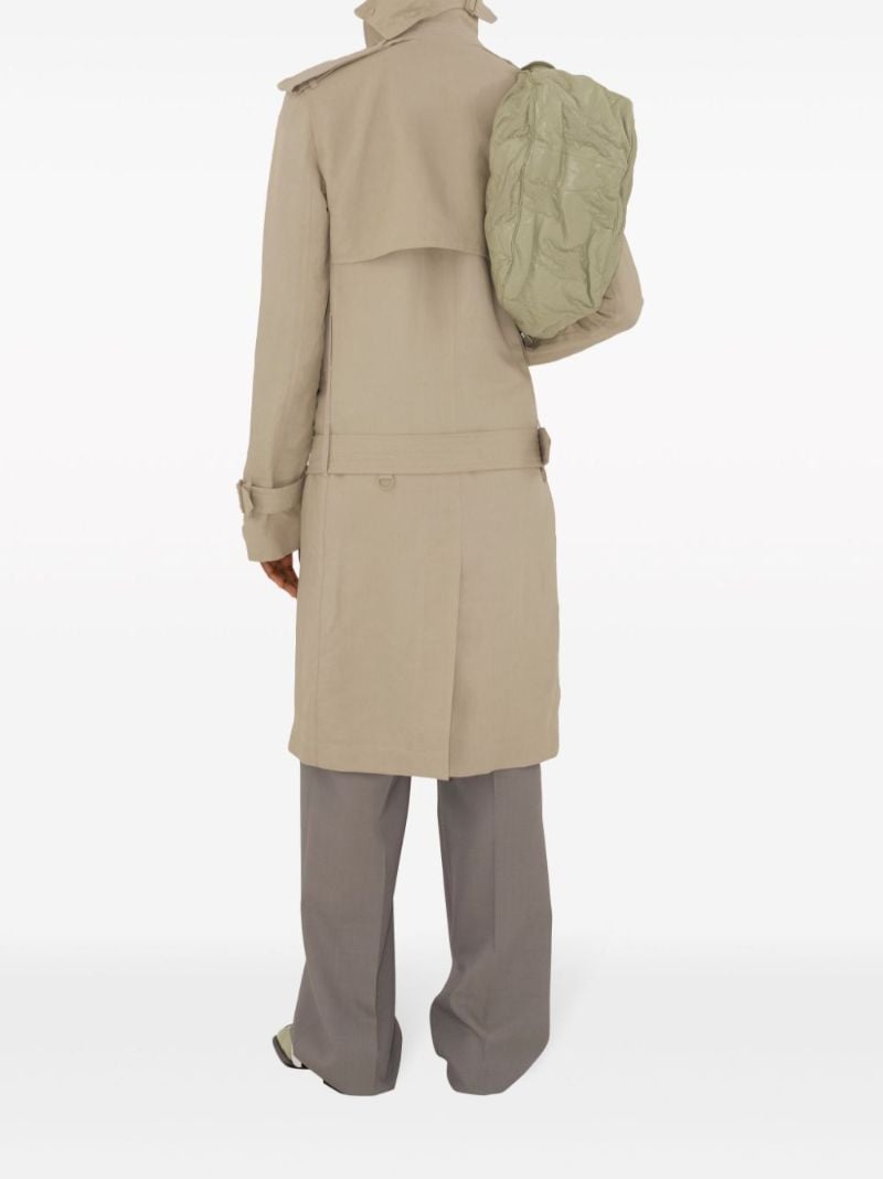 Neutral Double-breasted Tricotine Trench Coat
