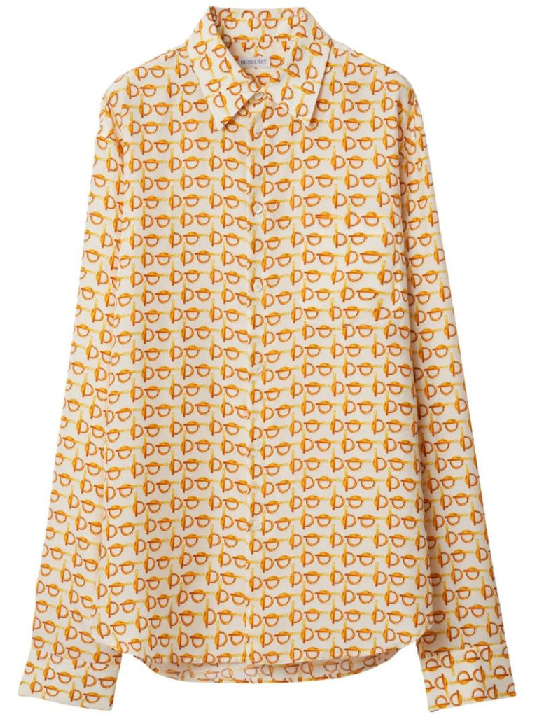 Orange B-print Silk Shirt