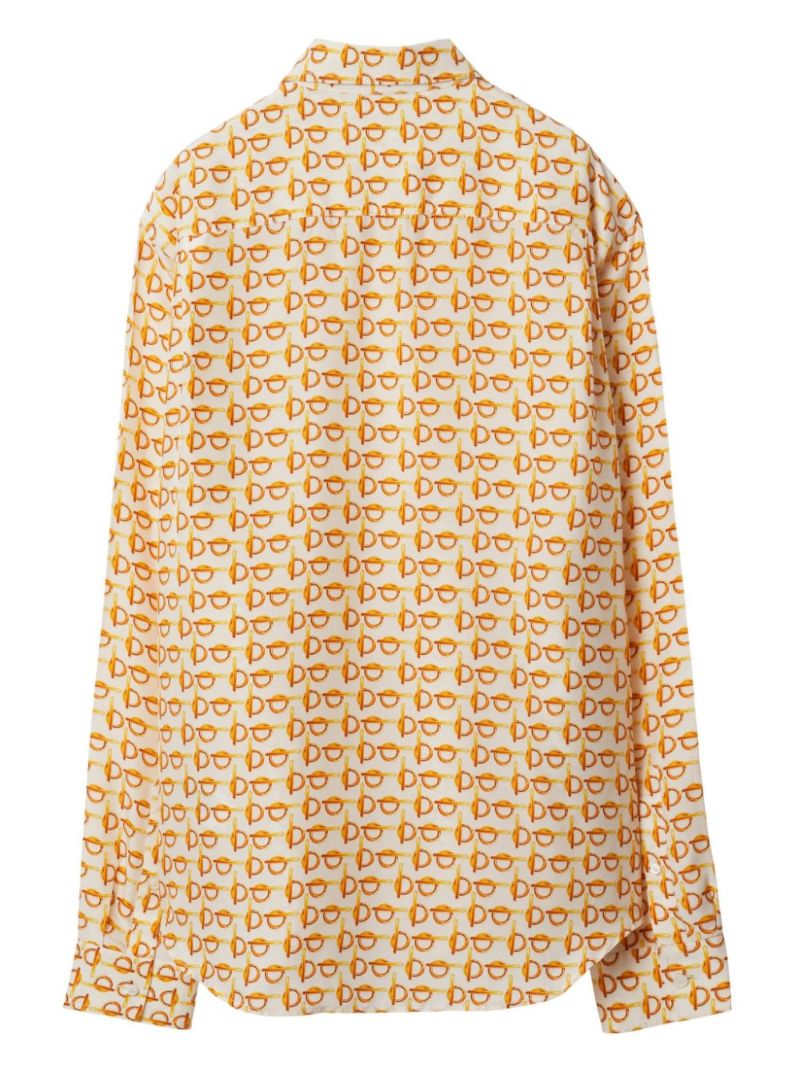 Orange B-print Silk Shirt