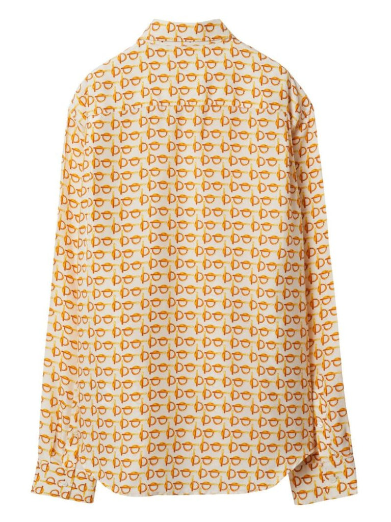 Orange B-print Silk Shirt