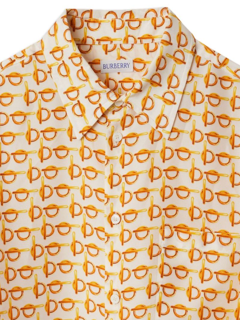 Orange B-print Silk Shirt