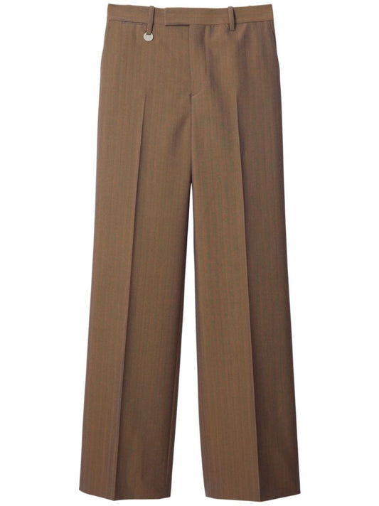 Brown Pinstripe Wool Trousers