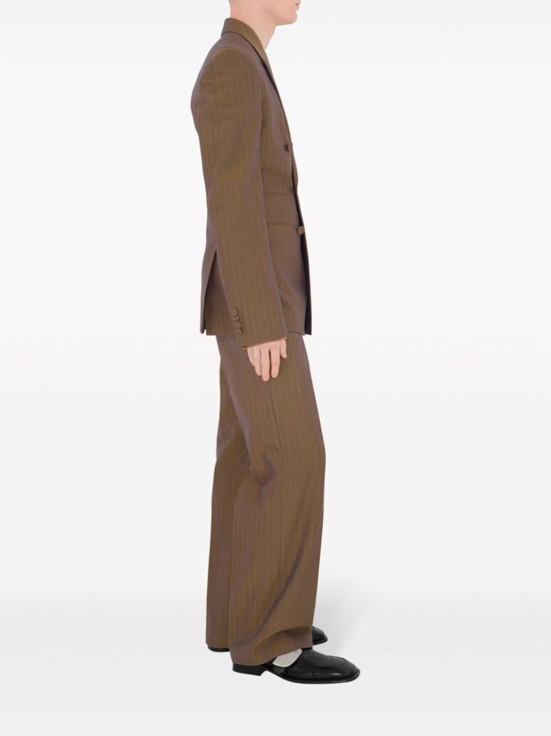 Brown Pinstripe Wool Trousers