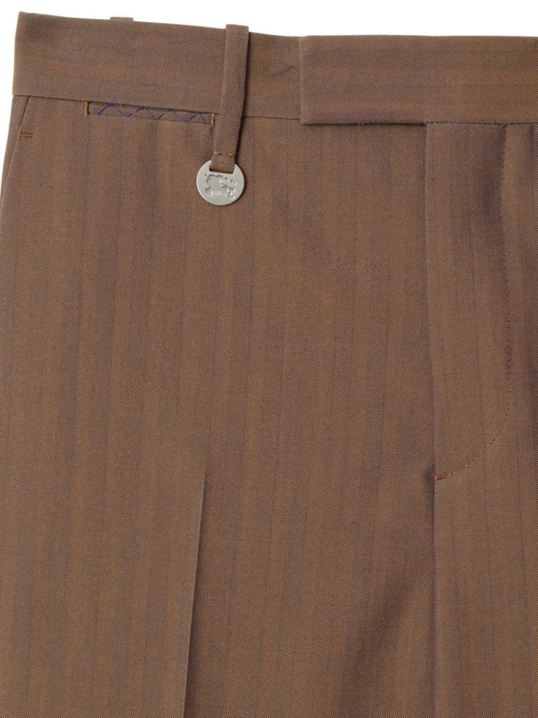 Brown Pinstripe Wool Trousers