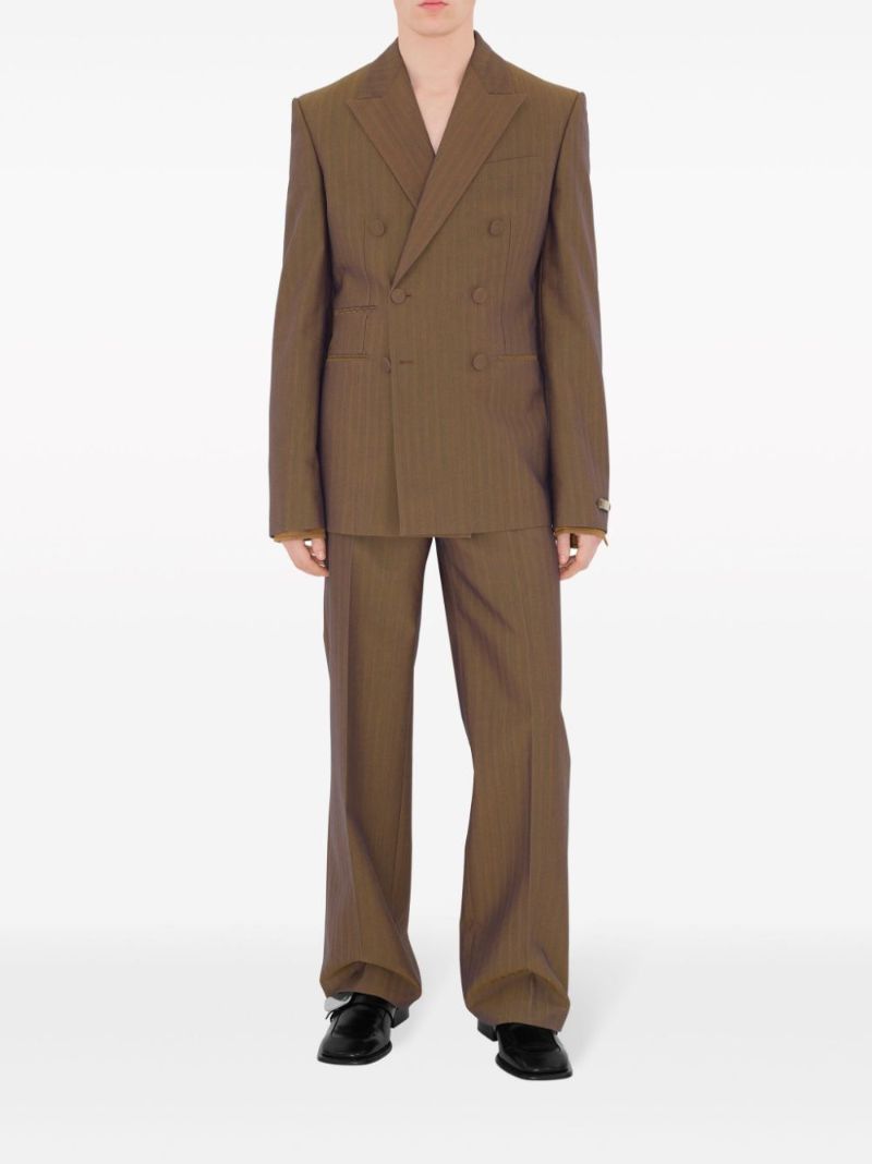 Brown Pinstripe Wool Trousers