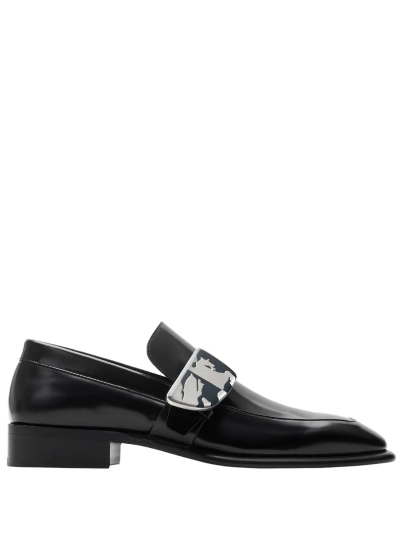 Black Shield Leather Loafers