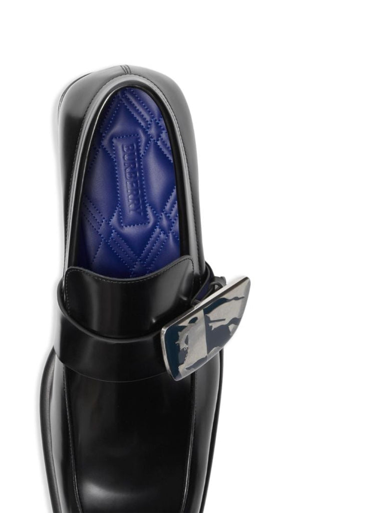 Black Shield Leather Loafers