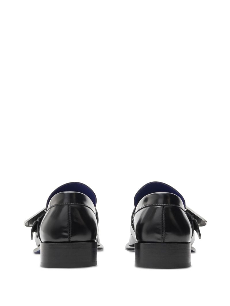 Black Shield Leather Loafers
