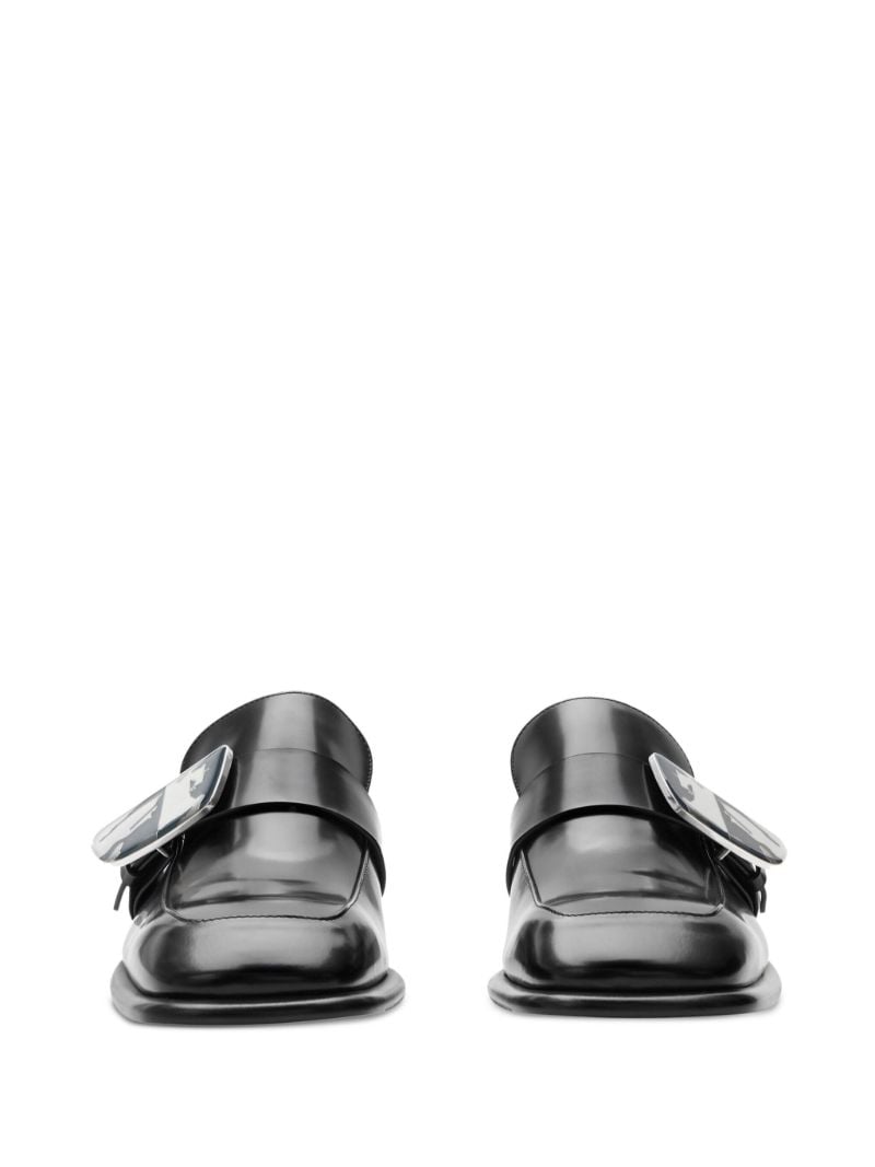 Black Shield Leather Loafers