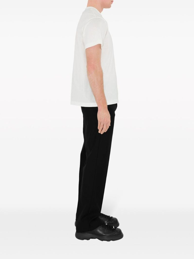 White Edk-embroidered Cotton T-shirt