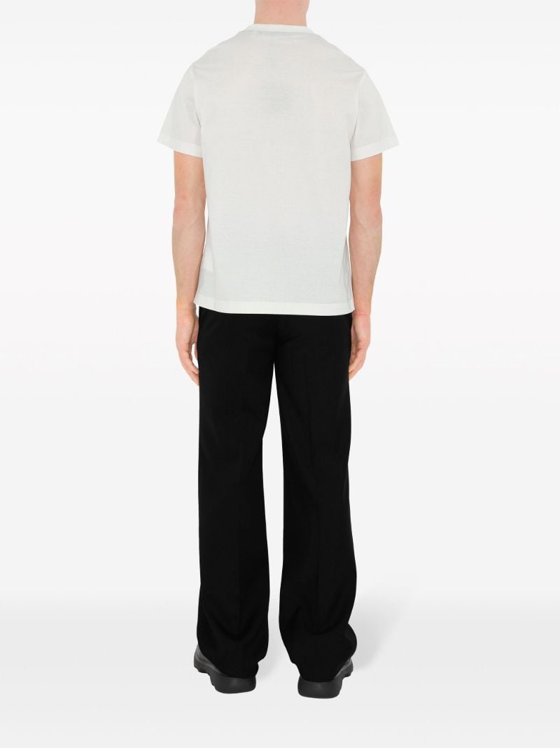 White Edk-embroidered Cotton T-shirt