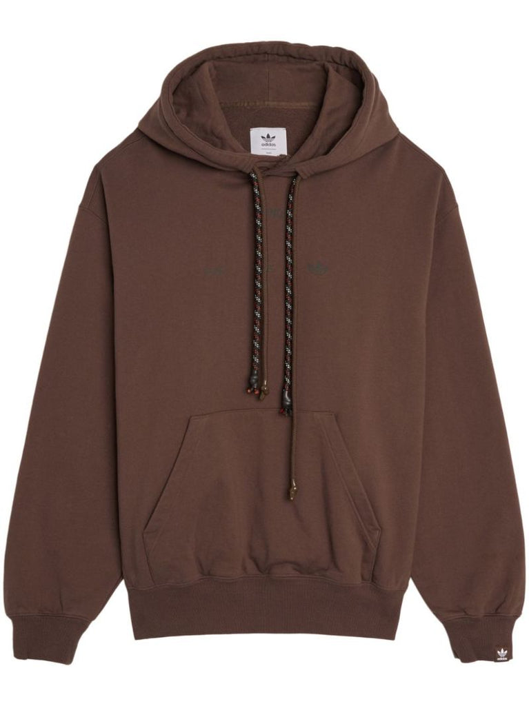X Sftm Brown Logo-print Cotton Hoodie