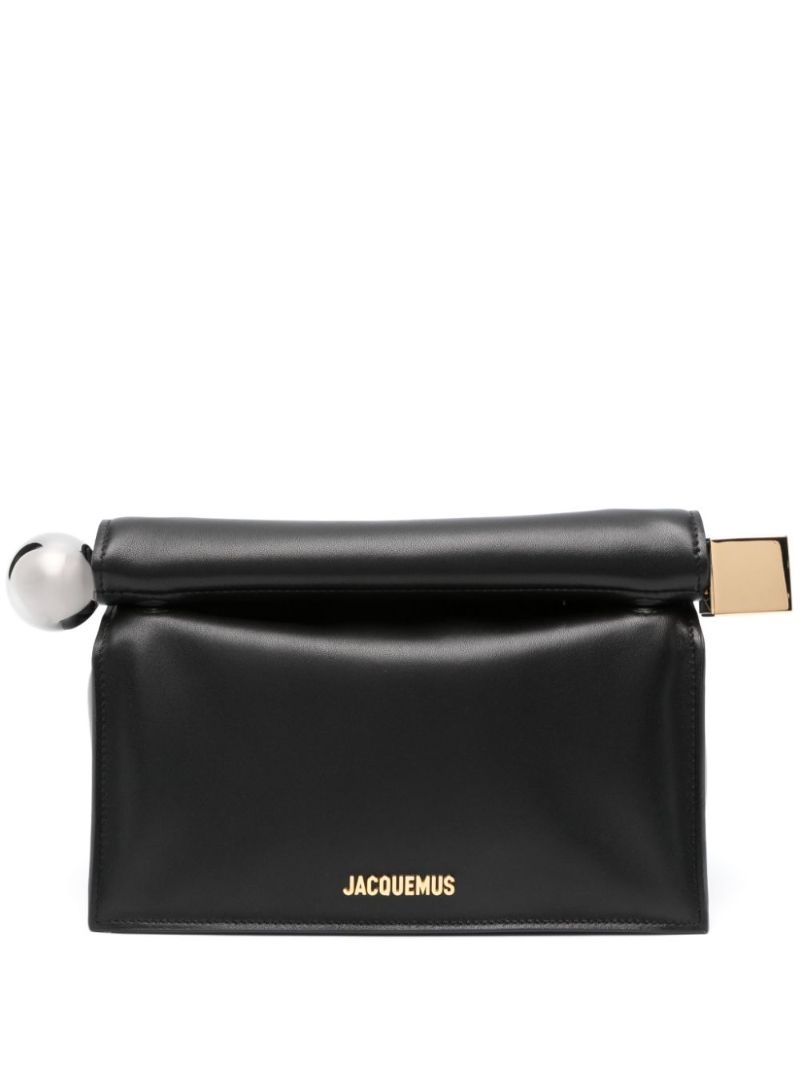 Black La Pochette Rond CarrÃ_x0083_Â© Leather Clutch Bag