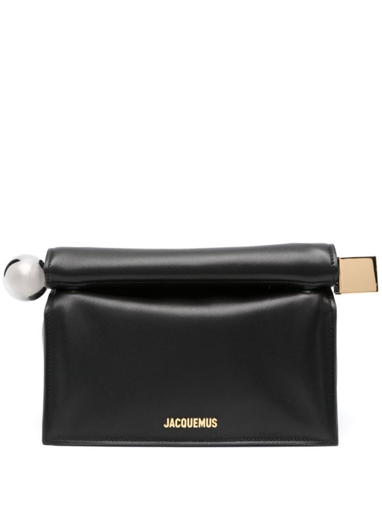 Black La Pochette Rond CarrÃ_x0083_Â© Leather Clutch Bag