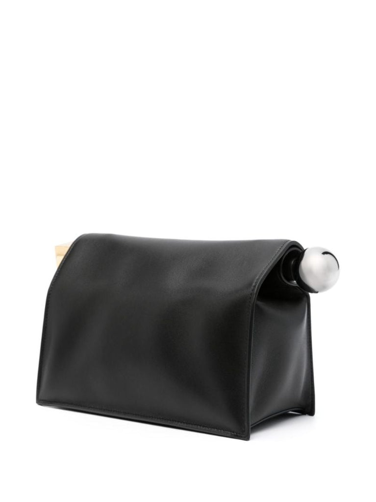 Black La Pochette Rond CarrÃ_x0083_Â© Leather Clutch Bag