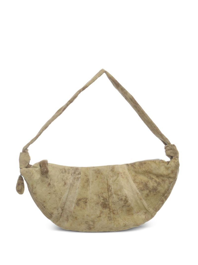 Neutral Croissant Denim Shoulder Bag