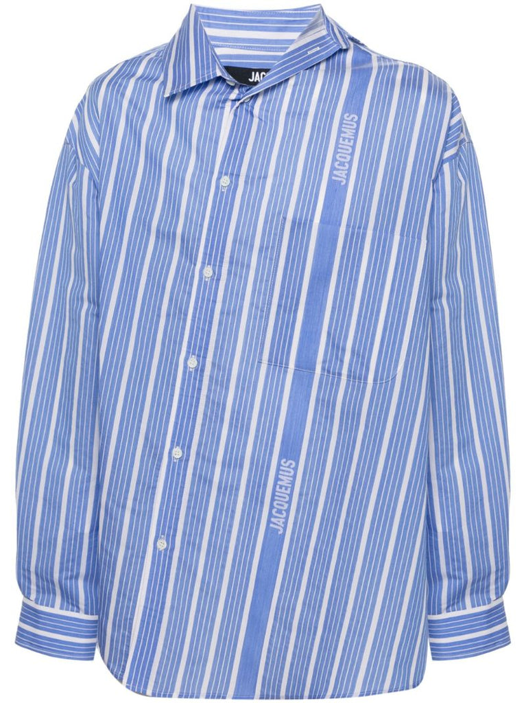 Blue Logo Stripe Asymmetric Shirt