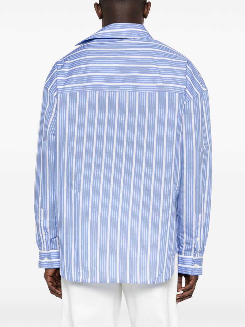 Blue Logo Stripe Asymmetric Shirt