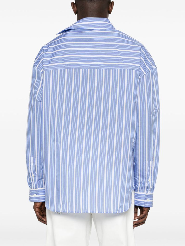 Blue Logo Stripe Asymmetric Shirt