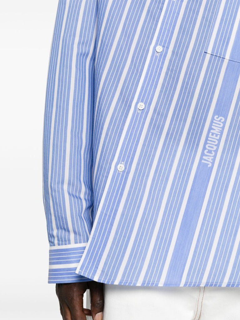 Blue Logo Stripe Asymmetric Shirt