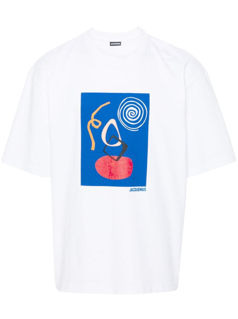 White Cuadro Abstract Print T-shirt
