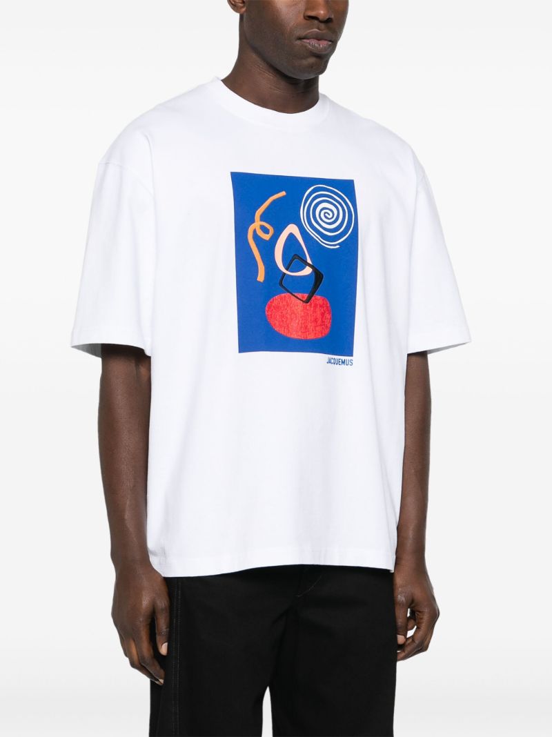White Cuadro Abstract Print T-shirt