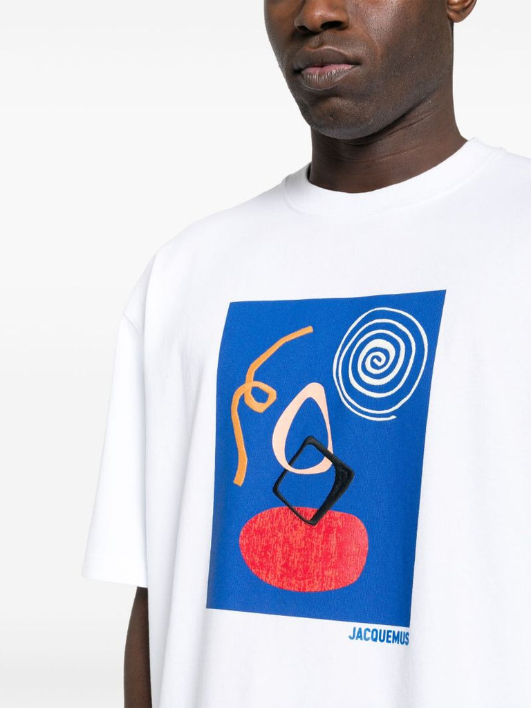 White Cuadro Abstract Print T-shirt