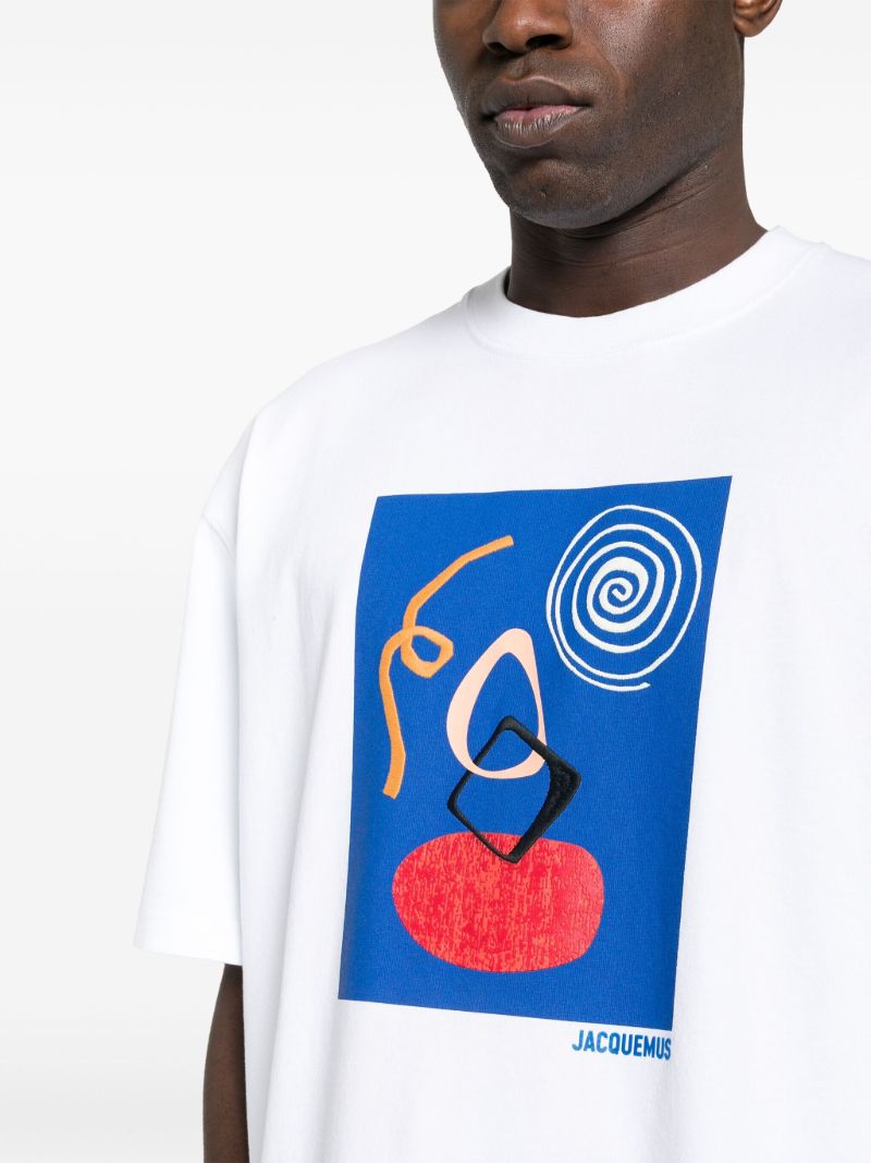 White Cuadro Abstract Print T-shirt