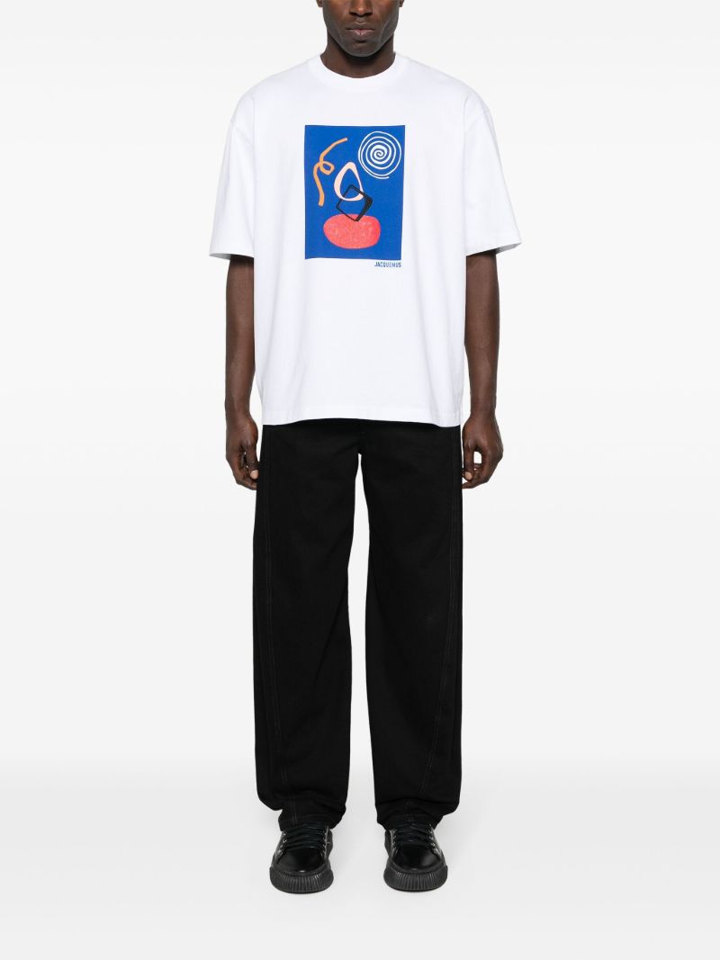 White Cuadro Abstract Print T-shirt