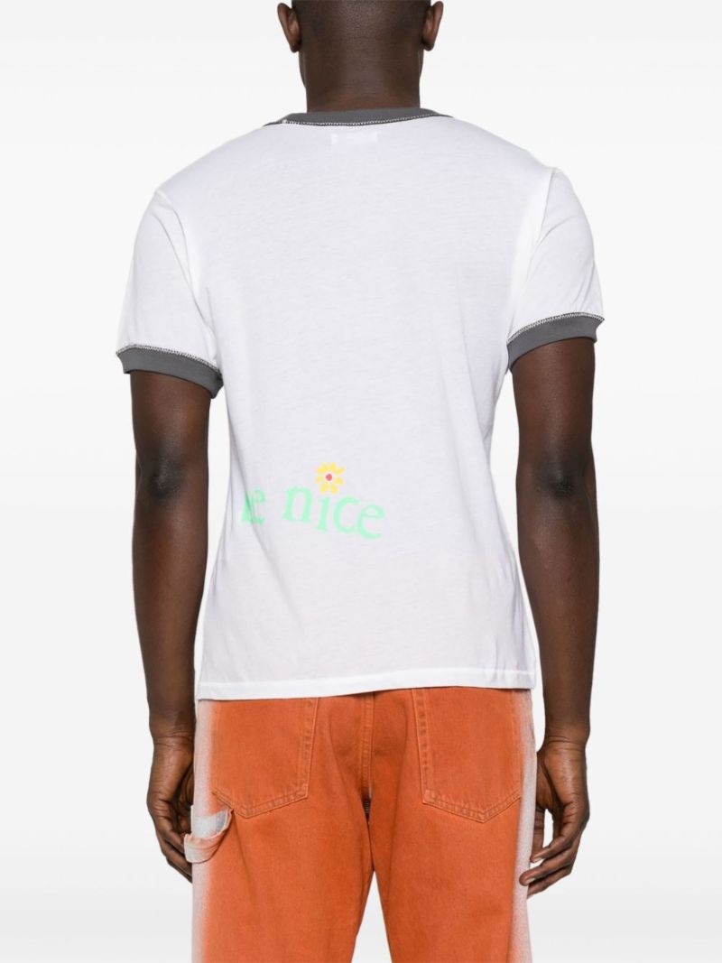 White Slogan-print Cotton T-shirt