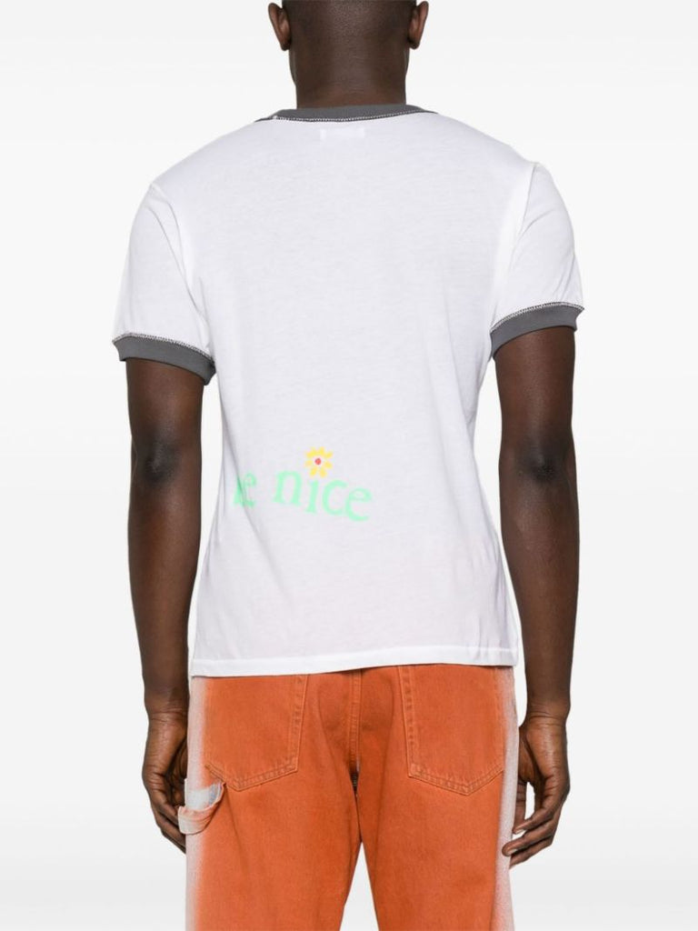 White Slogan-print Cotton T-shirt