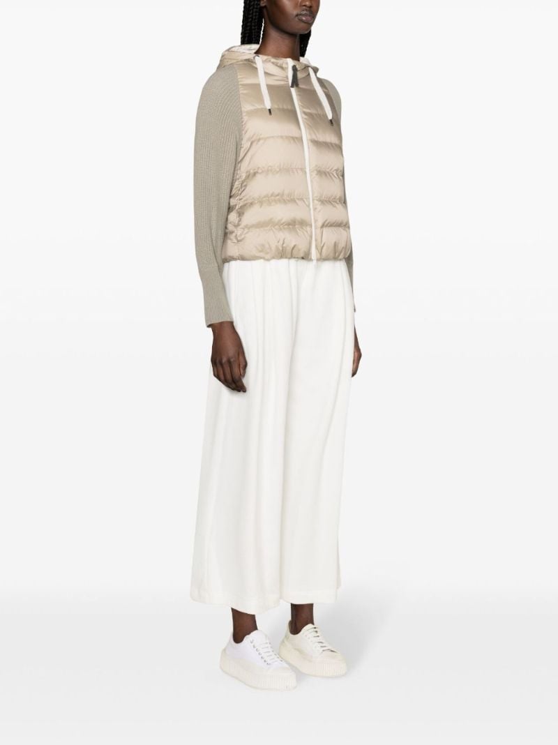 Grey Knitted-sleeves Puffer Jacket