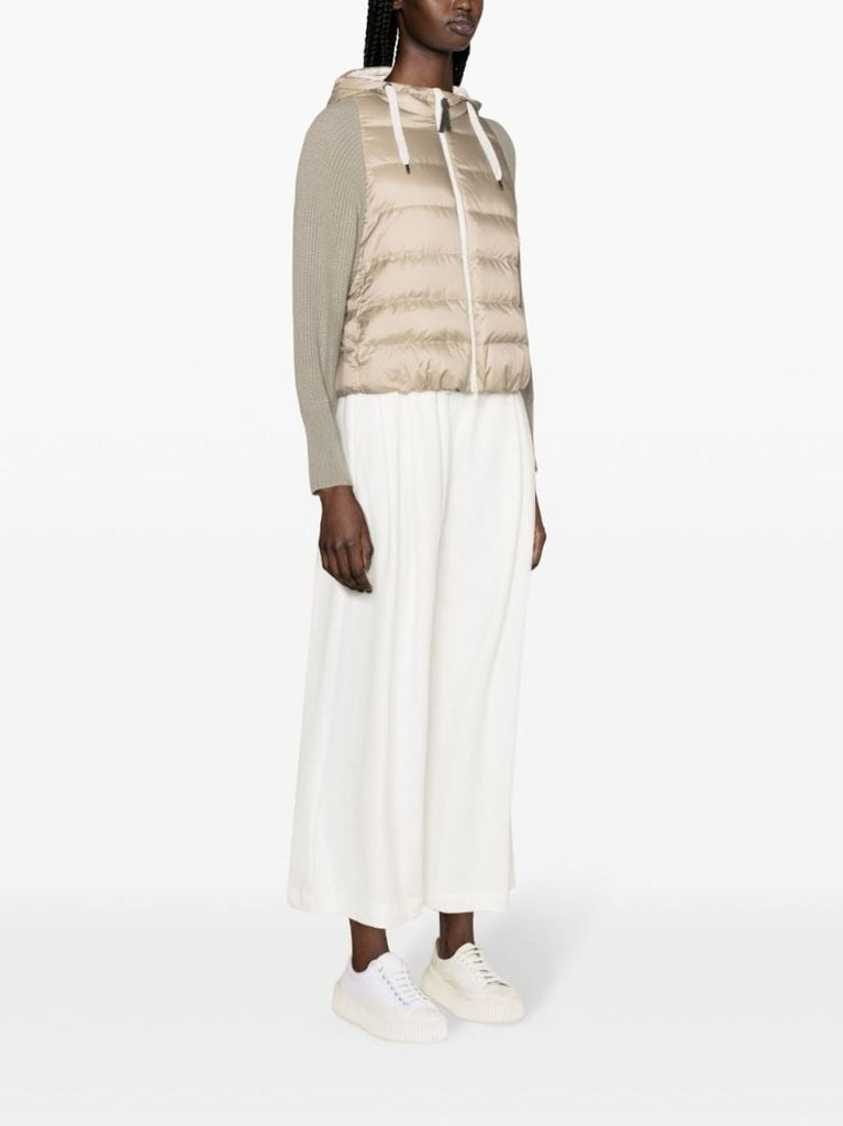 Grey Knitted-sleeves Puffer Jacket