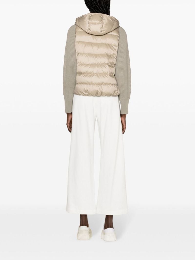 Grey Knitted-sleeves Puffer Jacket