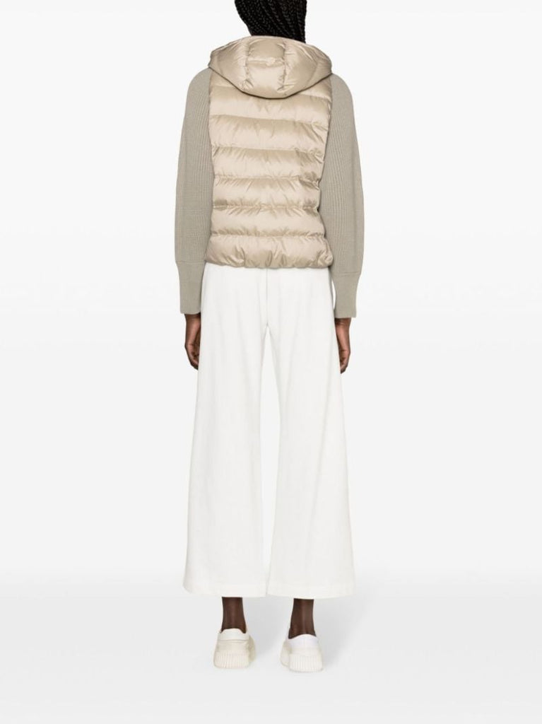 Grey Knitted-sleeves Puffer Jacket