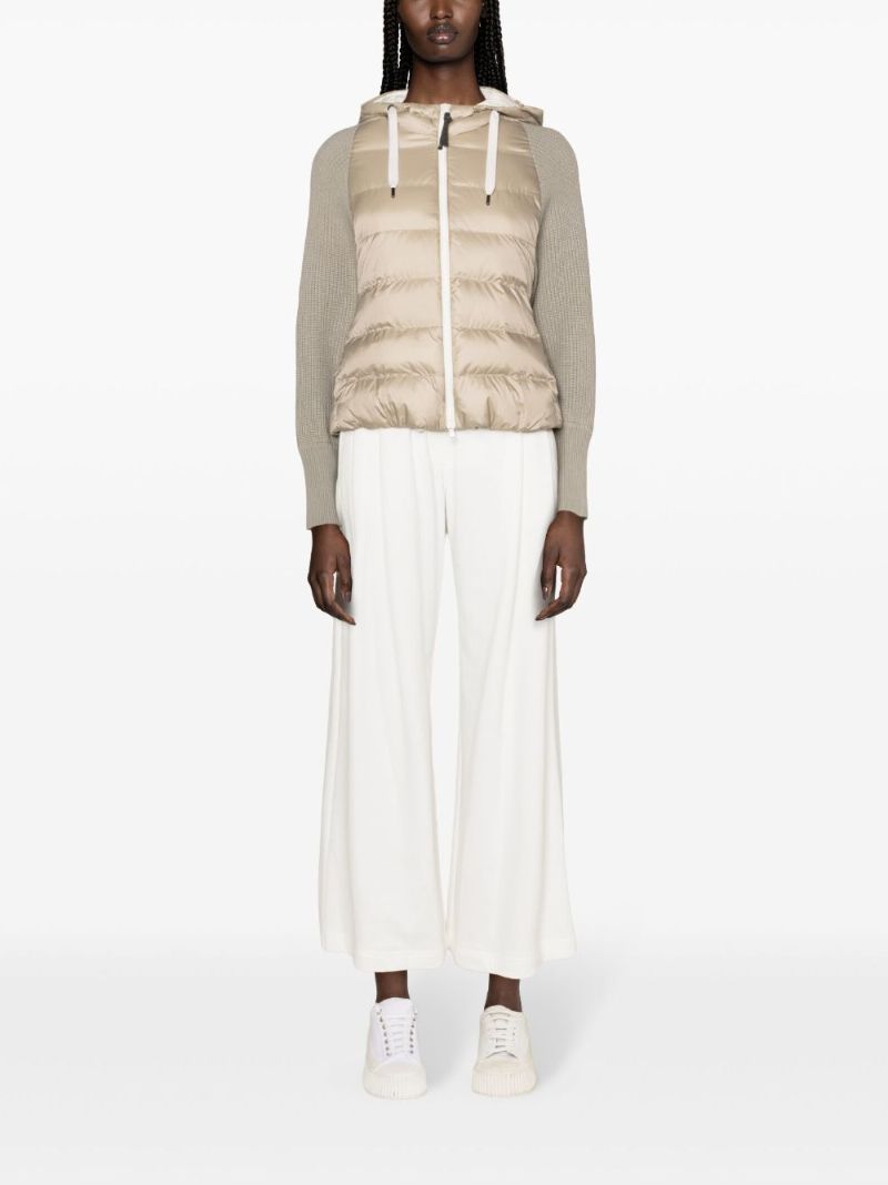 Grey Knitted-sleeves Puffer Jacket