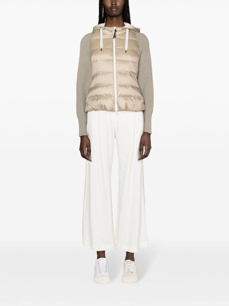 Grey Knitted-sleeves Puffer Jacket
