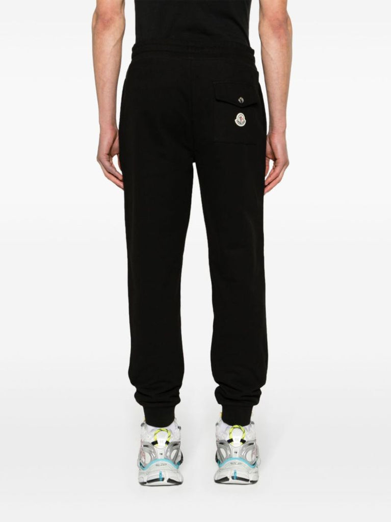 Black Tapered Cotton Track Pants
