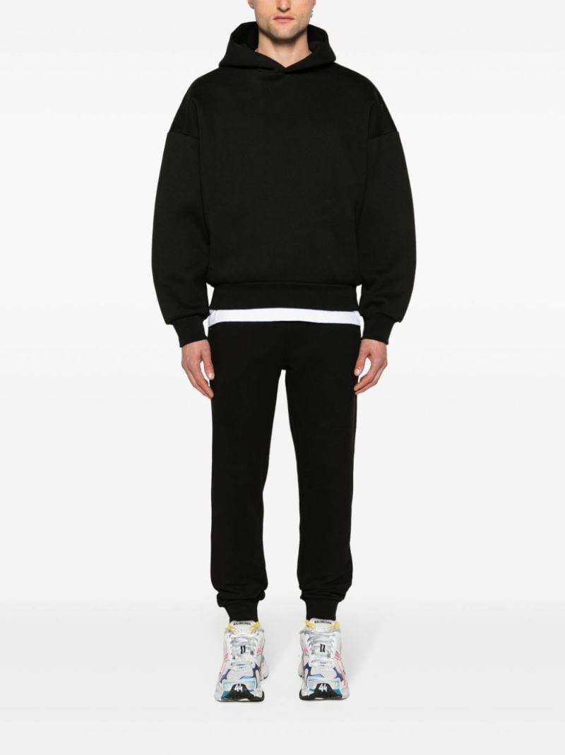 Black Tapered Cotton Track Pants