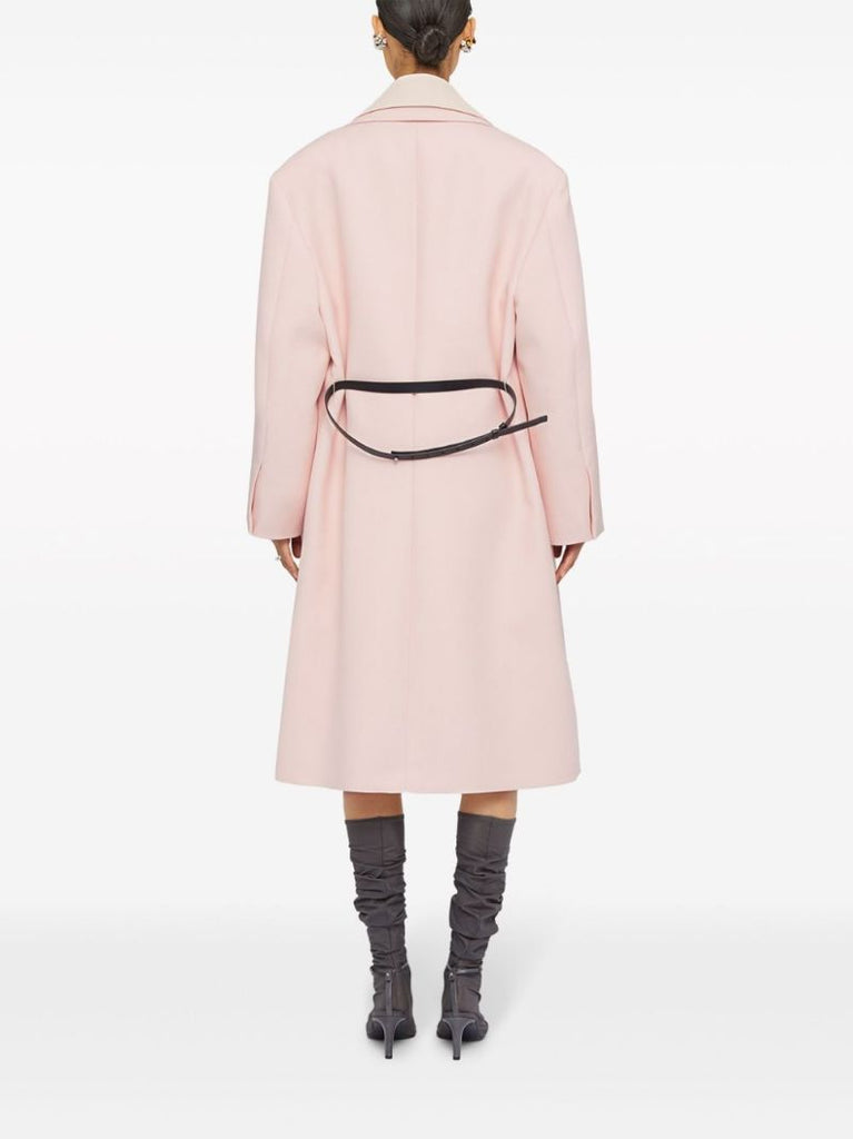 Pink Belted Wool Coat