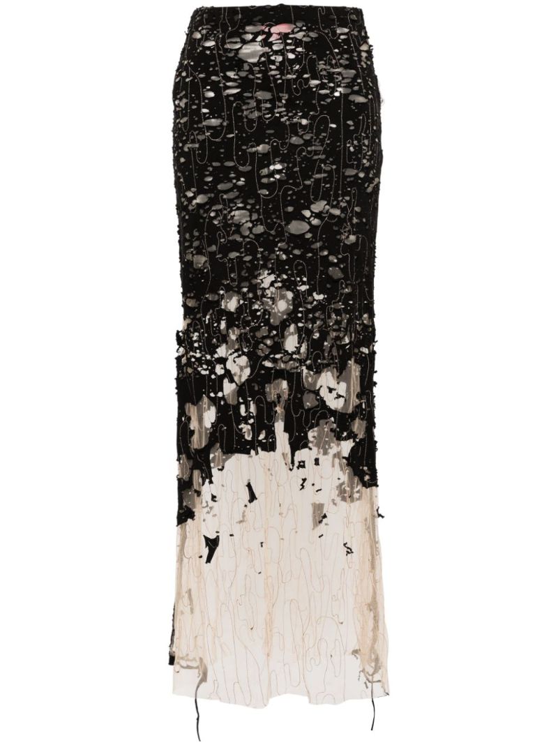 Black O-leena Distressed Skirt