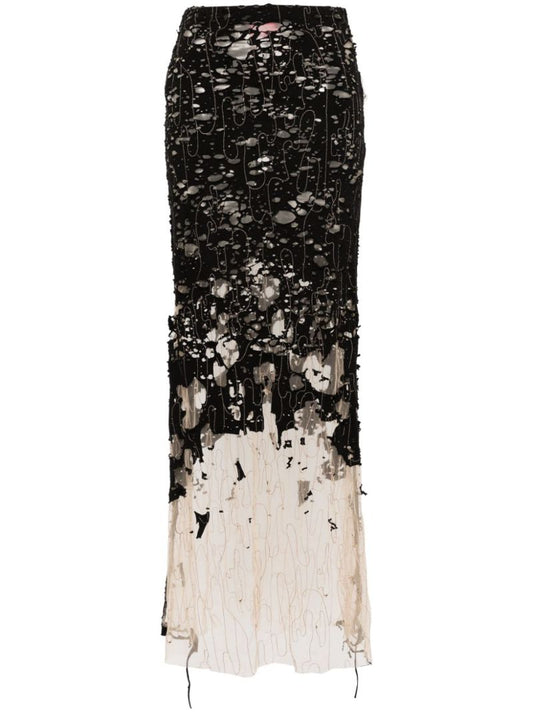 Black O-leena Distressed Skirt